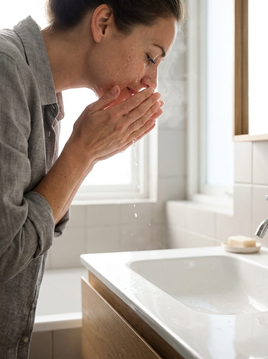 Lauwarmes statt sehr heißes Wasser verwenden - Trockene Haut Pflege